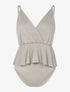 Body pailleté à taille volantée - beige - 1
