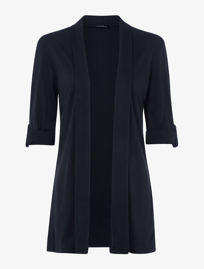 Gilet ouvert à manches rabattables - noir - 1