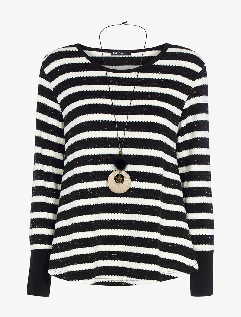 Pull ample à rayures mouchetées - noir/blanc - 3