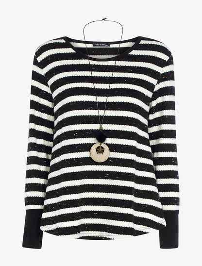Pull ample à rayures mouchetées - noir/blanc - 3