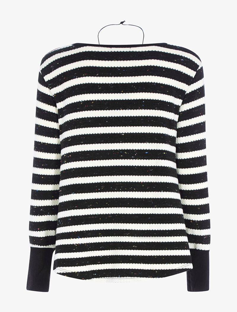 Pull ample à rayures mouchetées - noir/blanc - 2