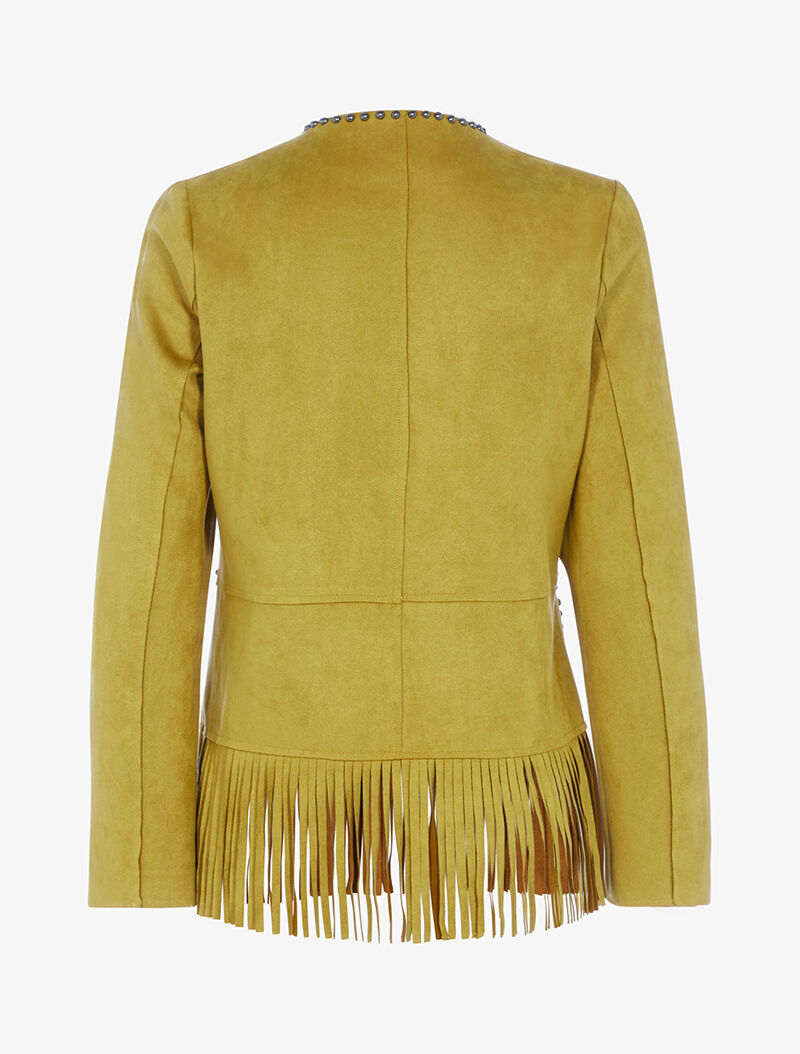 Veste droite cloutée à franges - jaune anis - 2