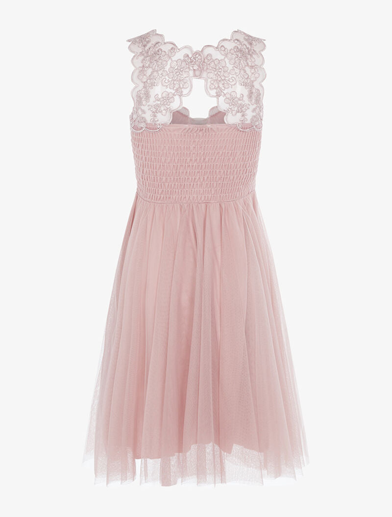 Robe brodée et jupe en tulle - vieux rose - 2
