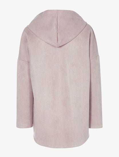 Sweat zippé oversize à capuche - beige rosé - 2