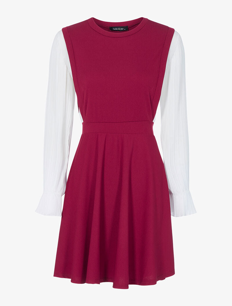 Robe patineuse effet de superposition - bordeaux - 1