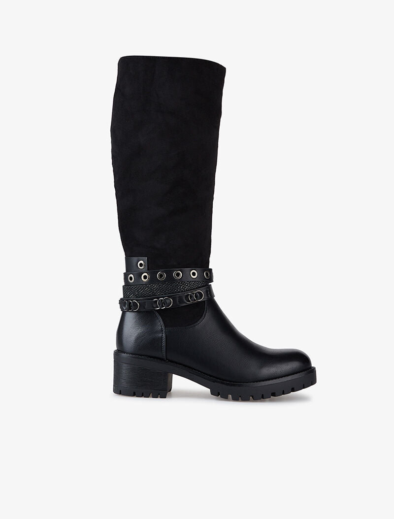 Bottes bi matière à brides - noir - 1