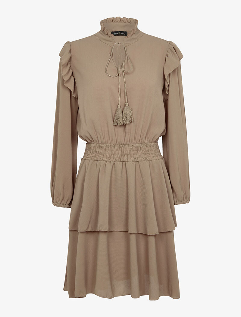 Robe bouffante à volants - taupe - 3