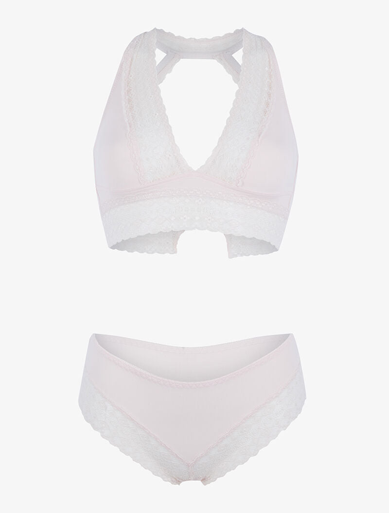 Ensemble soutien gorge bustier sans armatures - rose orange - 1