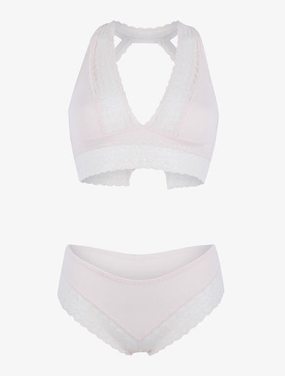 Ensemble soutien gorge bustier sans armatures - rose orange - 1