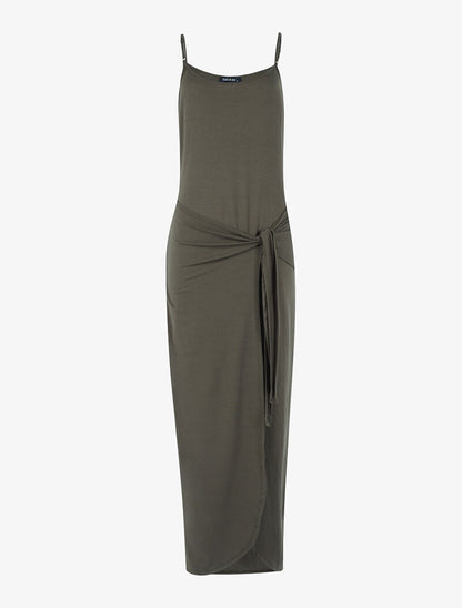 Robe à effet portefeuille - kaki - 1