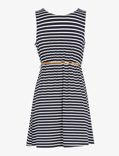 Robe à imprimé style marinière - blanc/marine - 2