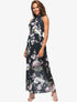 Robe longue à imprimé grosses fleurs - noir - 1