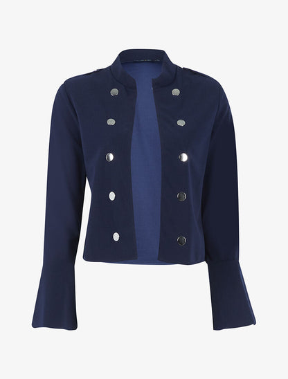 Veste boutonnée à bords coupe franche - marine - 1