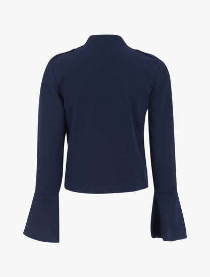 Veste boutonnée à bords coupe franche - marine - 2