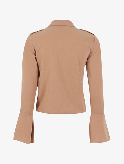 Veste boutonnée à bords coupe franche - camel - 2