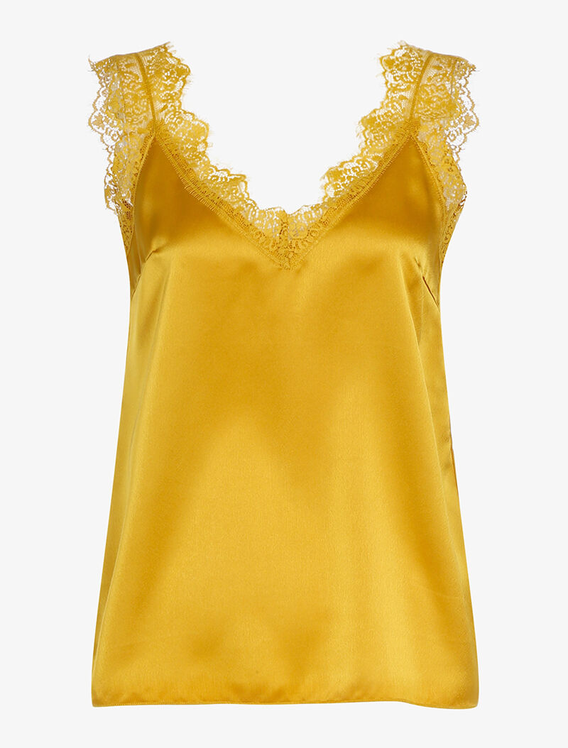 Caraco à détails dentelle - jaune - 3