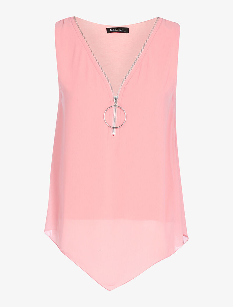 Top à décolleté zippé - rose - 3
