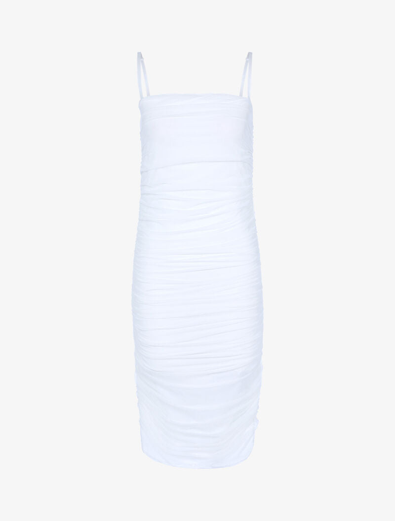 Robe fourreau en tulle plissée - blanc - 1