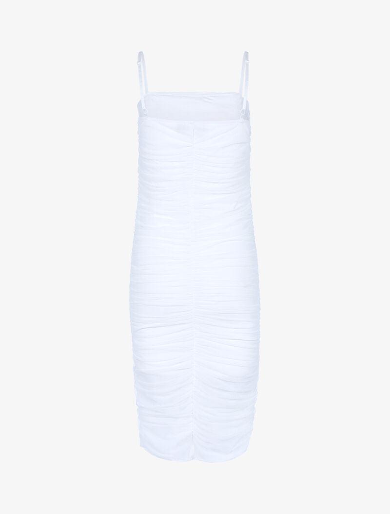 Robe fourreau en tulle plissée - blanc - 2