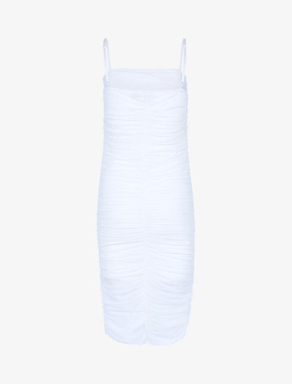 Robe fourreau en tulle plissée - blanc - 2