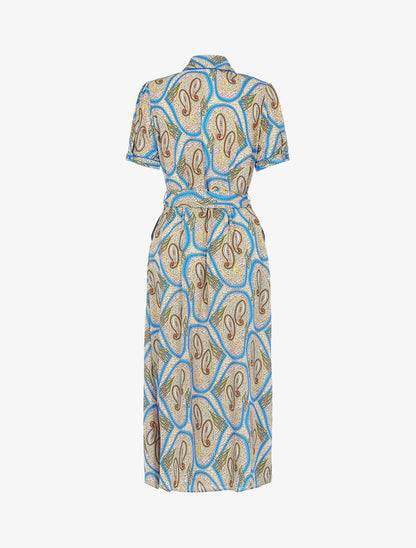 Robe longue à imprimé cachemire - bleu - 2