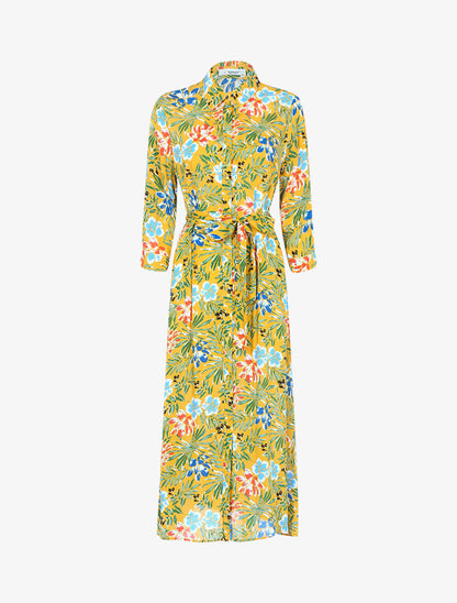 Robe à imprimé tropical - jaune - 1