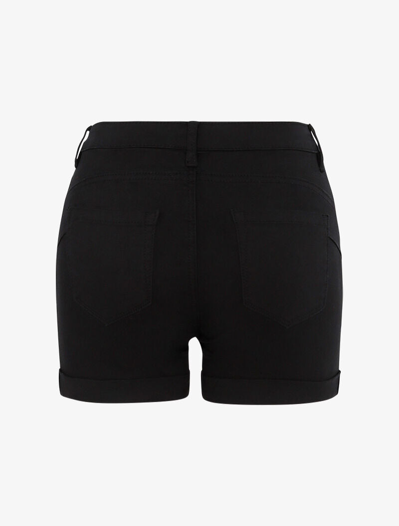 Mini short uni à ourlets - noir - 2