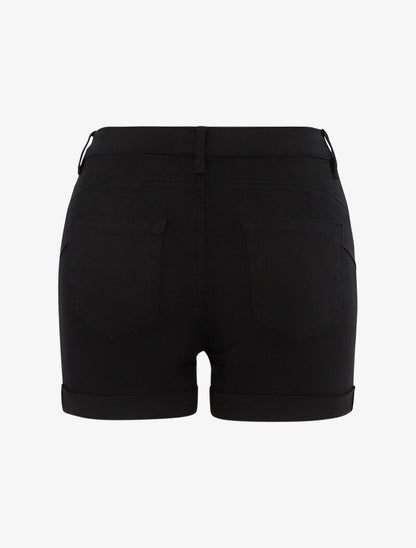 Mini short uni à ourlets - noir - 2