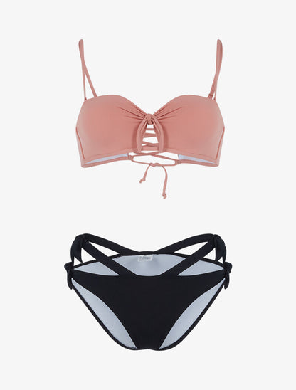 Bikini style dépareillé - rose/noir - 3