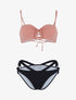 Bikini style dépareillé - rose/noir - 3