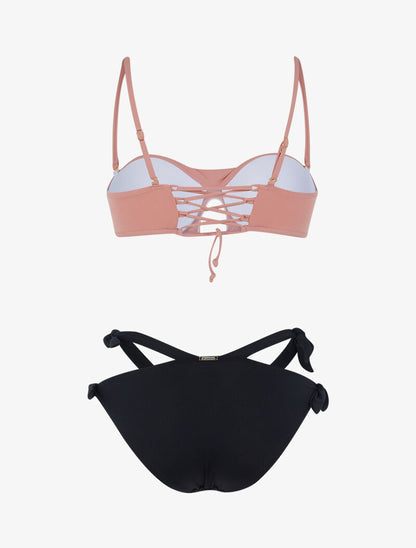 Bikini style dépareillé - rose/noir - 2