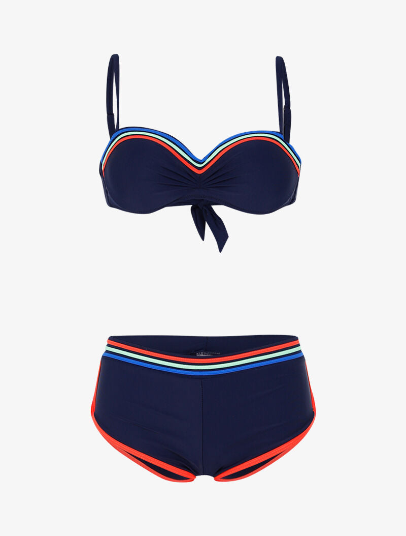Bikini à bandes colorées - marine - 3