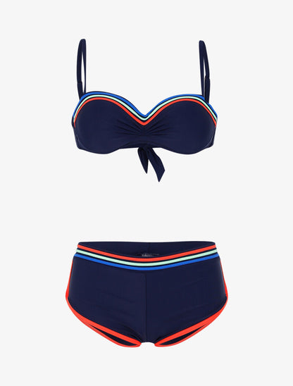 Bikini à bandes colorées - marine - 3