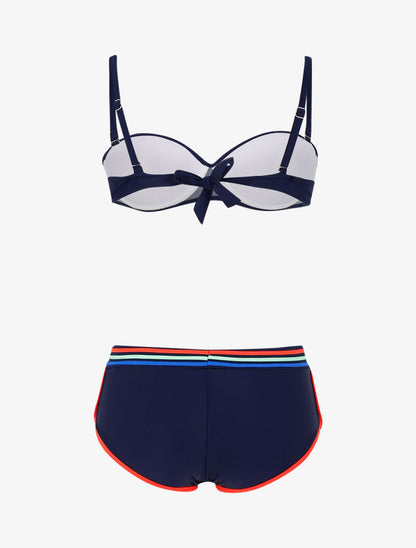 Bikini à bandes colorées - marine - 2