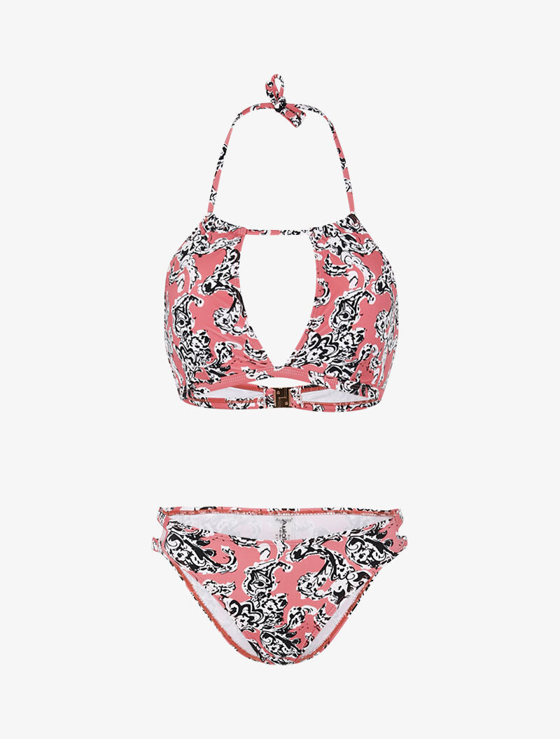 Bikini à brassière fendue - rose - 1