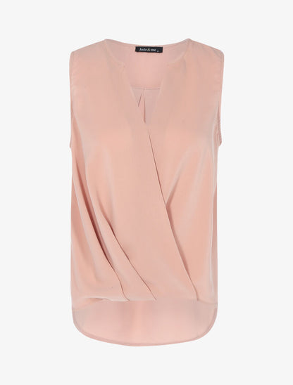 Blouse cache-coeur satiné à dos long - rose - 1