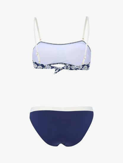 Bikini bicolore et haut imprimé - marine/écru - 2