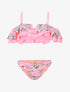 Bikini volanté imprimé jungle - rose - 1