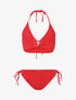 Bikini triangle côtelé à corset - rouge - 3