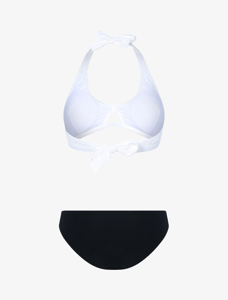 Bikini à buste crochet dépareillé - blanc et noir - 2