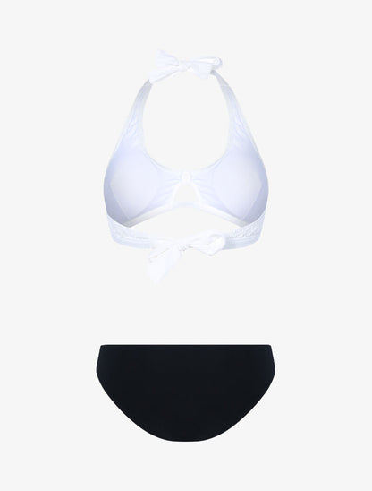 Bikini à buste crochet dépareillé - blanc et noir - 2