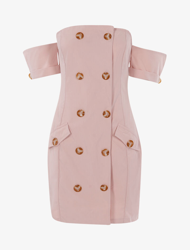 Robe moulante à encolure bardot - rose - 2