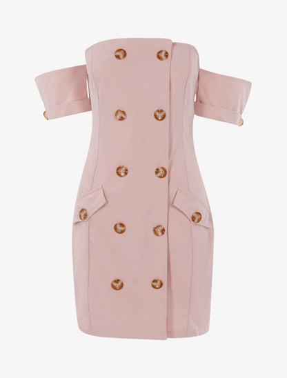 Robe moulante à encolure bardot - rose - 2