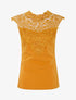 Top à plastron en dentelle festonnée - jaune - 1