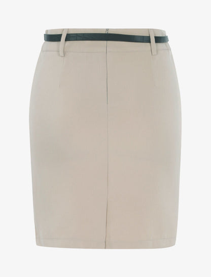 Jupe unie ceinturée - beige - 2