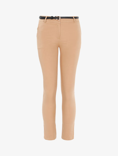Pantalon uni ceinturé - camel clair - 1