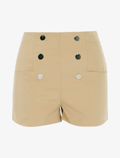 Mini short à boutons décoratifs - beige - 1