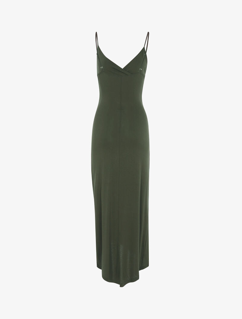 Robe fluide à bord asymétrique - kaki - 2