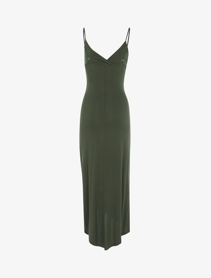 Robe fluide à bord asymétrique - kaki - 2