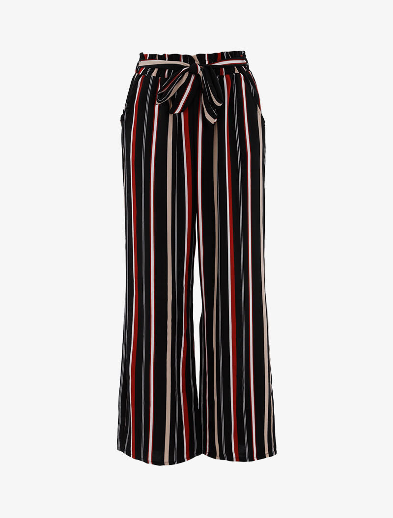 Pantalon fluide à rayures - bordeaux - 3